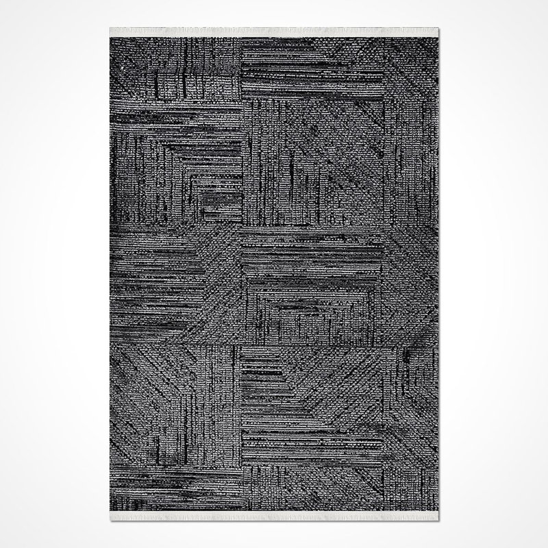 Tapis gris moderne lavable à la machine, Rectangle 4 pi x 5 pi 11 po