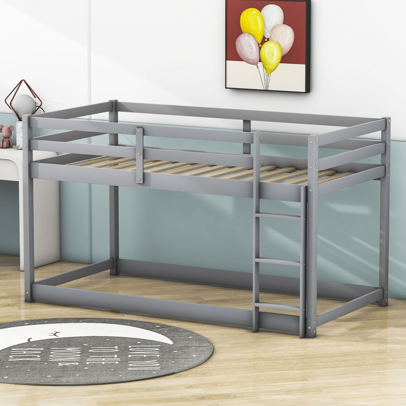 Dhulin Kids Twin Over Twin Bunk Bed, Gray