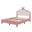 Lit double princesse en cuir synthétique avec tête de lit capitonnée-698784970