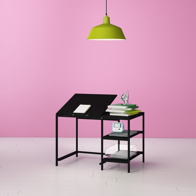 Marlie Metal Base Writing Desk, Black