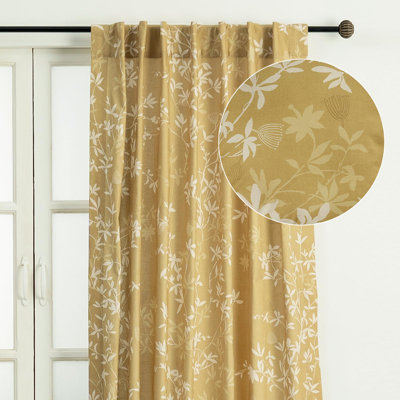 Maison d' Hermine Curtains for Living Room 100% Cotton 108 inch Length One Panel Light Filtering Curtains for Windows with Rod and Loop Pockets Valentines Day Gifts (Louxor - Dark Beige, 50"W x 108"L)