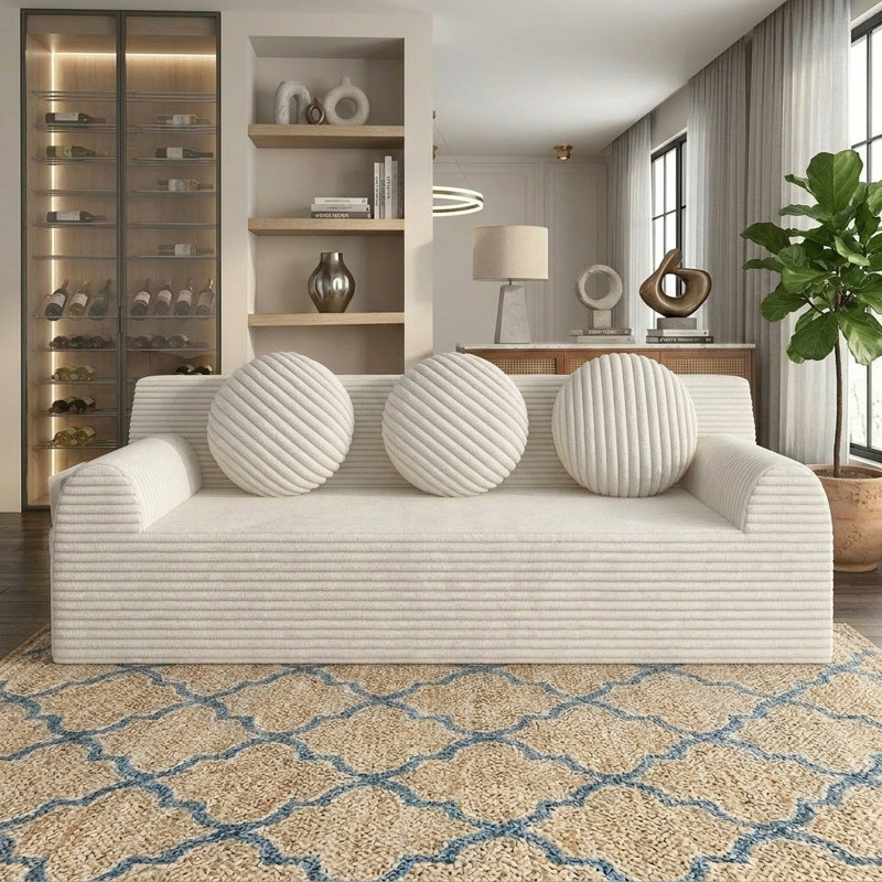 Canapé 71 po pour salon avec mousse à mémoire de forme profonde, canapé-lit confortable pour petits espaces, chambre à coucher, appartement, sans assemblage requis, blanc