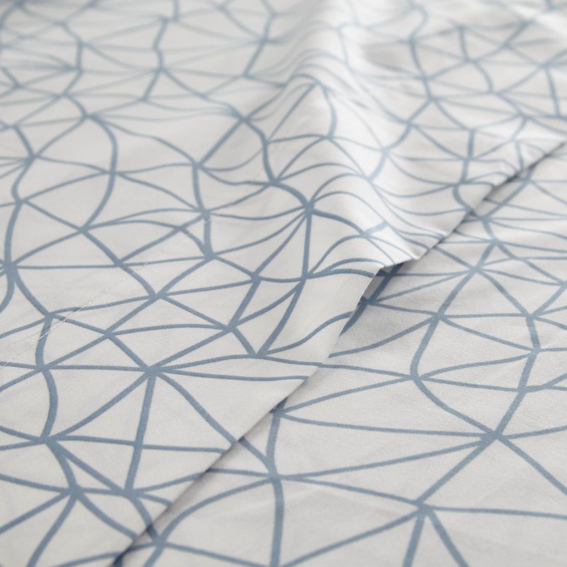 Vilano Choice Geometric Microfiber Sheet Set, Twin XL, White/Blue