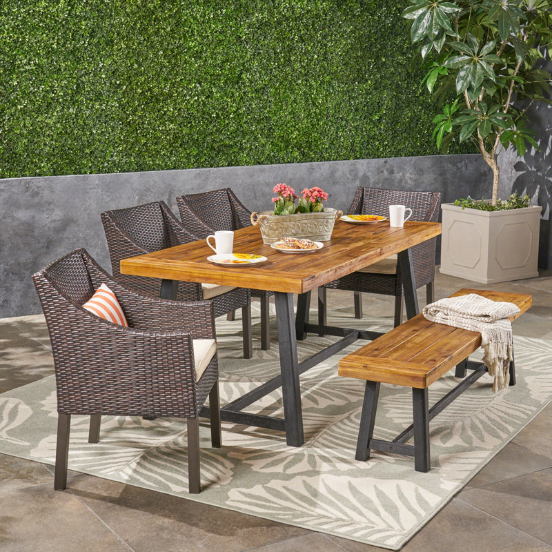 Ensemble repas 6 pièces avec coussins Lovisa, Beige