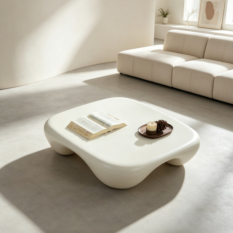 Table basse carrée 39,4 po Modern, Blanc