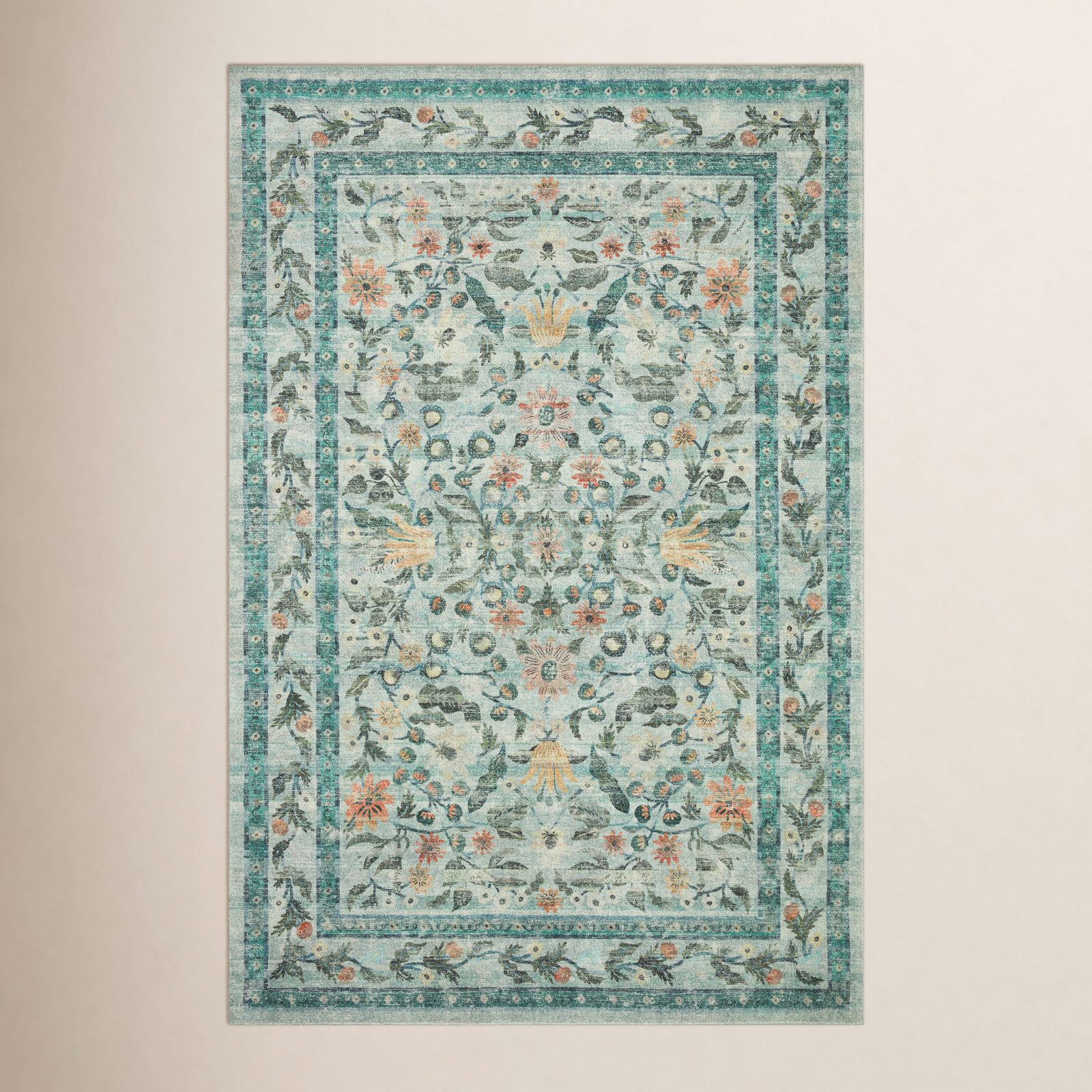 Rifle Paper Co. x Loloi Sage Floral Rug, Rectangle 7'6" x 9'6"