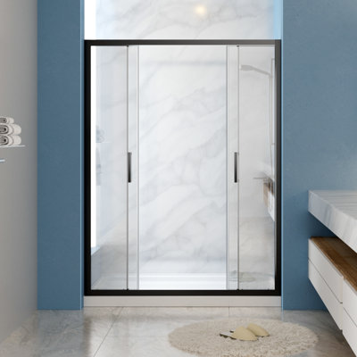 Double Sliding Shower Door. 54-60" W x 72" H Clear Glass Shower Door with 1/4"Easy Clean Tempered Glass