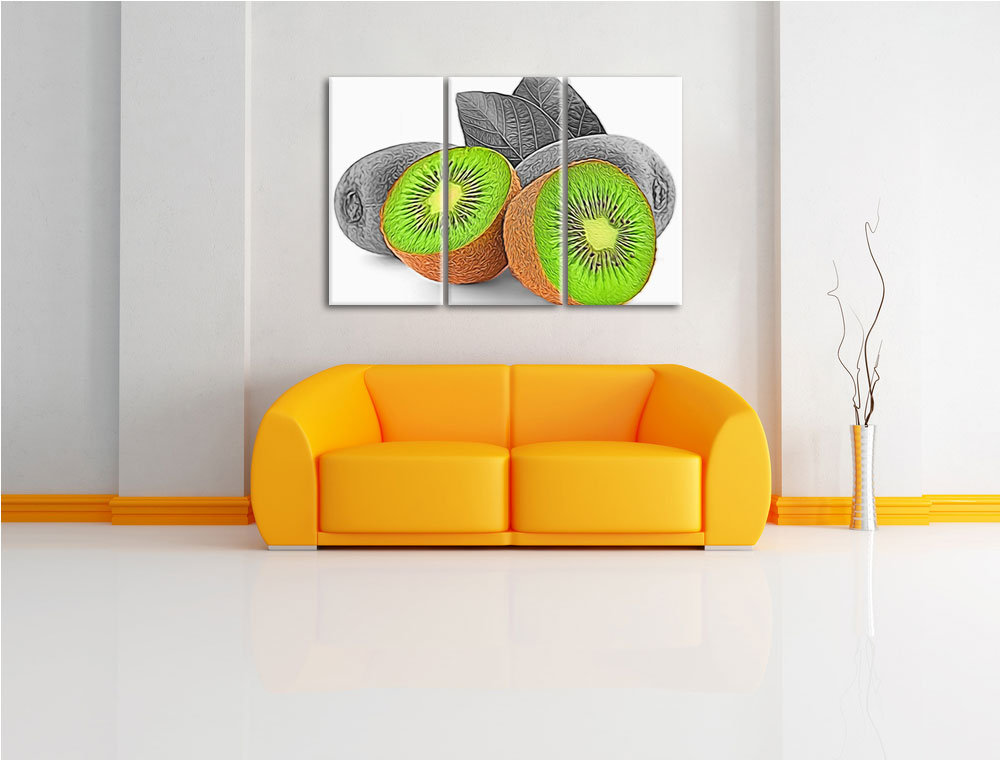 3-tlg. Leinwandbilder-Set „Fruchtige Kiwi“, Grafikdruck