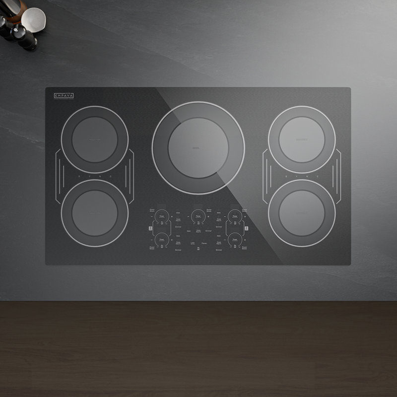 36 po Plaque de cuisson à induction à surface lisse 11400w - 5 brûleurs Power Boost - 2 éléments de pont noirs