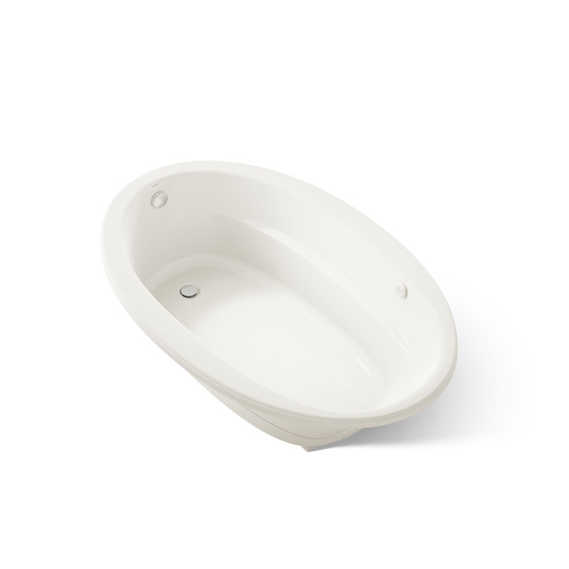 Sunward 66" x 42" Drop In Whirlpool Cast Iron Bathtub with Heater, Biscuit