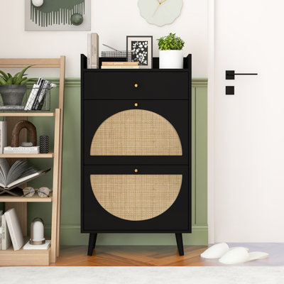 Porte-chaussures à 2 portes et 1 porte, rangement à double couche pour l'entrée, capacité de charge de 45 lb, ornement naturel, armoire à porte à 2 tiroirs fabriquée de façon enchanteresse, mobilier, couche, charge, surface, délicatement
