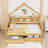 Full Wooden House Platform Bed with 2 Drawers and Shelves-614170009