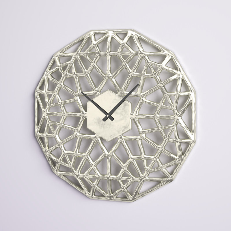 Barragan Metal Wall Clock, Silver