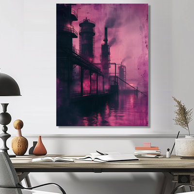 Purple Factory Polution Reflection II - Factories Wall Art