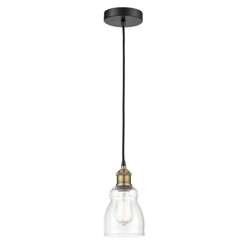 Luminaire suspendu en forme de dôme à 1 lumière Mccarver, Bullé, Laiton antique noir