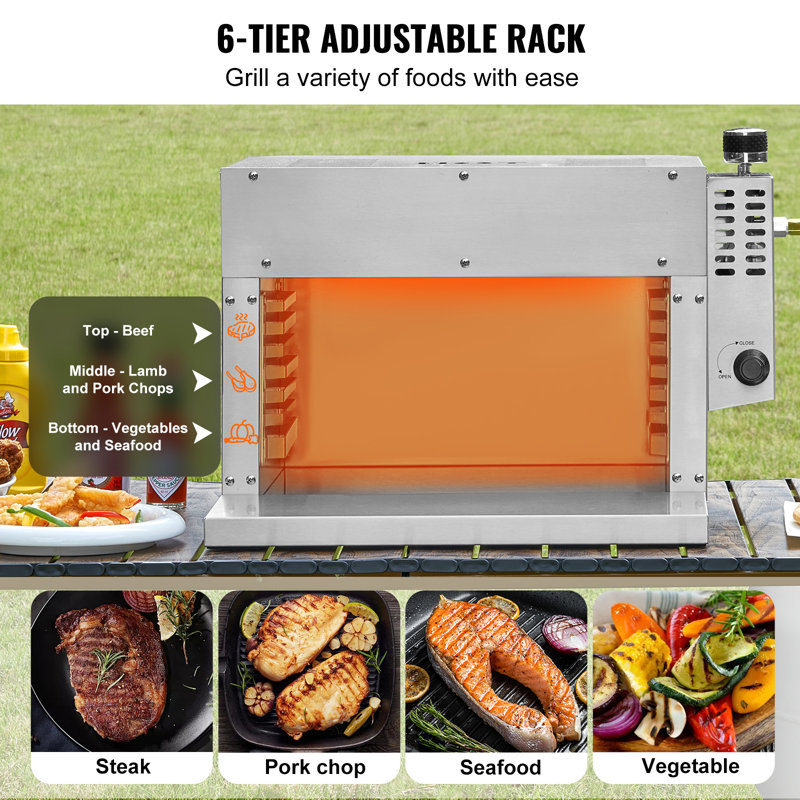 Propane Steak Grill 1500°F Portable Infrared Broiler for Outdoor Barbecue