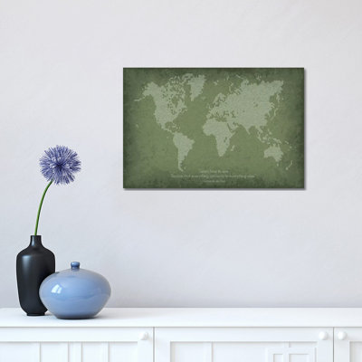 Binary Code World Map 1 Piece Wrapped Canvas Wall Art