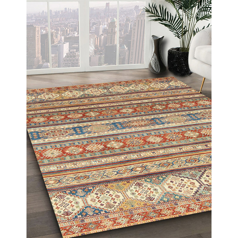 Tapis 100% abstrait 2688 lavable à la machine, Carré 8 pi