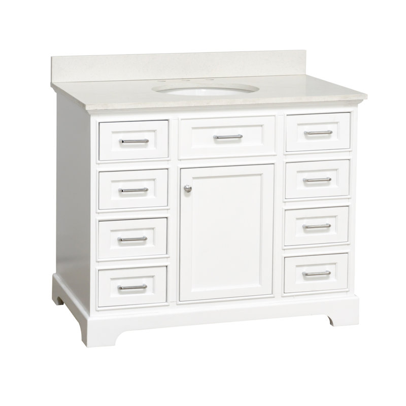 Ensemble de meuble-lavabo simple 42 po Ronnie, Blanc, Quartz