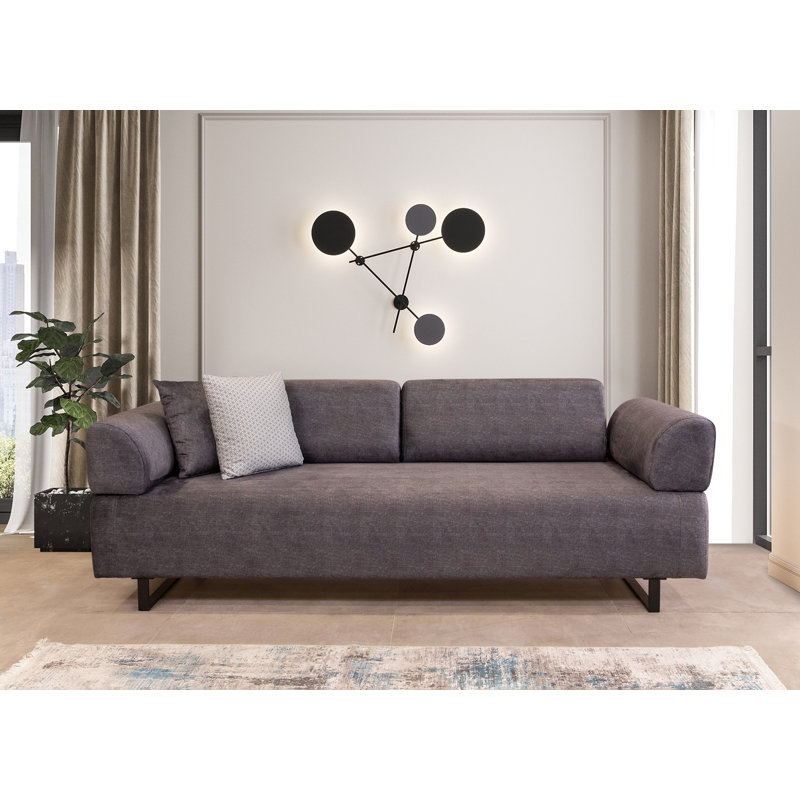 Canapé-lit rembourré 86,6 po Haylo, 100 % polyester gris
