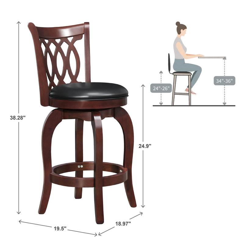 Alyn Swivel Upholstered Counter Stool with Solid Wood Frame, Counter Stool (24.9" Seat Height)