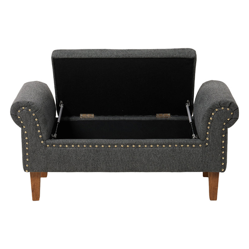 Upholstered Storage Bench, Grey