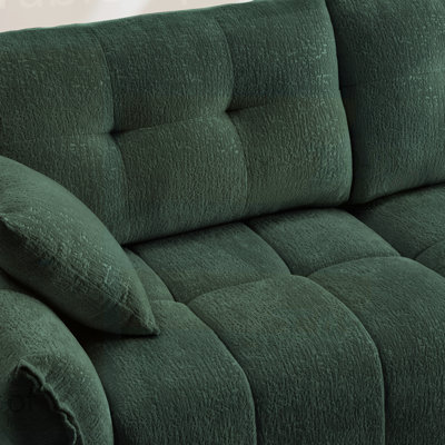Canapés en chenille vert - Repose-pieds