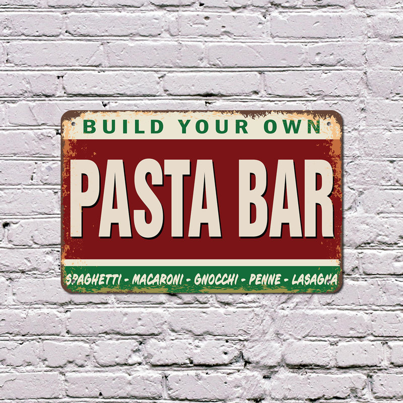 Plaque en plastique Pasta Bar Street 13 po x 20 po, H 13 po x l 20 po x P 0,1 po