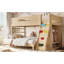 Lit simple superposé au-dessus de grand lit simple avec garde-robe et rangement intégrés, bois massif, escalade enfantine, conception à lattes doubles (sans matelas)-132915886