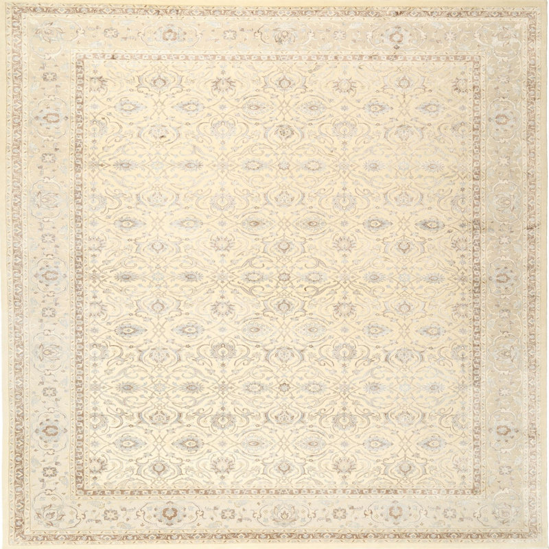 Tapis oriental en laine beige, Rond 8 pi