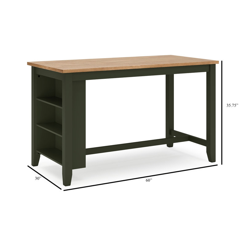 Table de salle à manger à hauteur de comptoir Gasy, 60 po, bois de manguier, Bleu très foncé