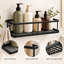 Ensemble de support de douche adhésif 5 pièces, organisateur de douche mural sans perceuse, tablettes de rangement de salle de bain en acier au carbone avec crochets