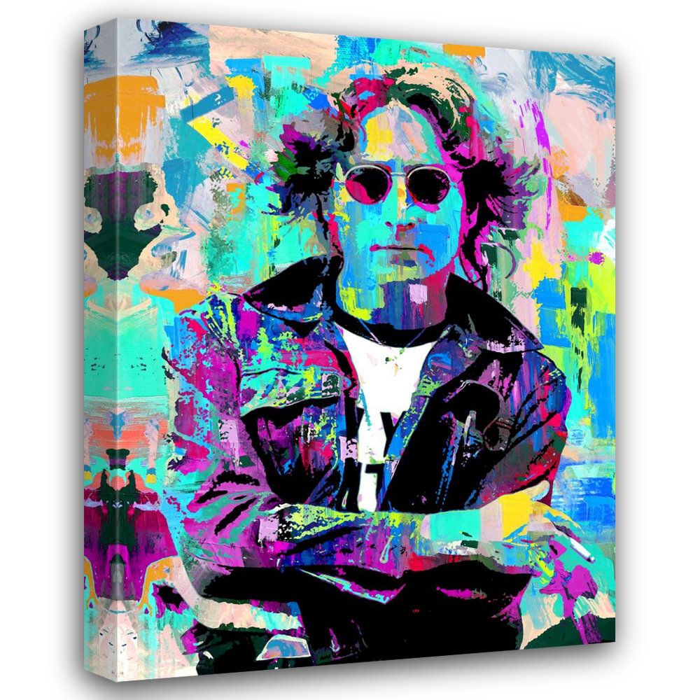 John Lennon NYC 2 by Stephen Chambers - Wrapped Canvas Painting Red Barrel Studio® 