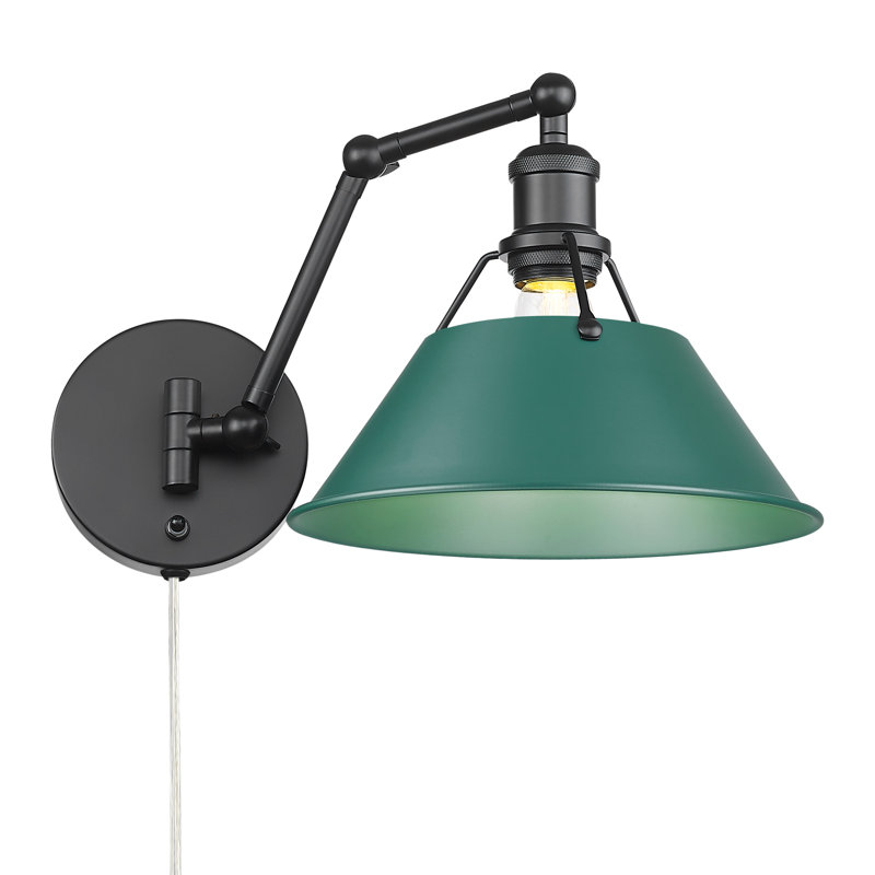 Orwell Articulating Wall Sconce in Aged Brass with Pine Green, Matte Black