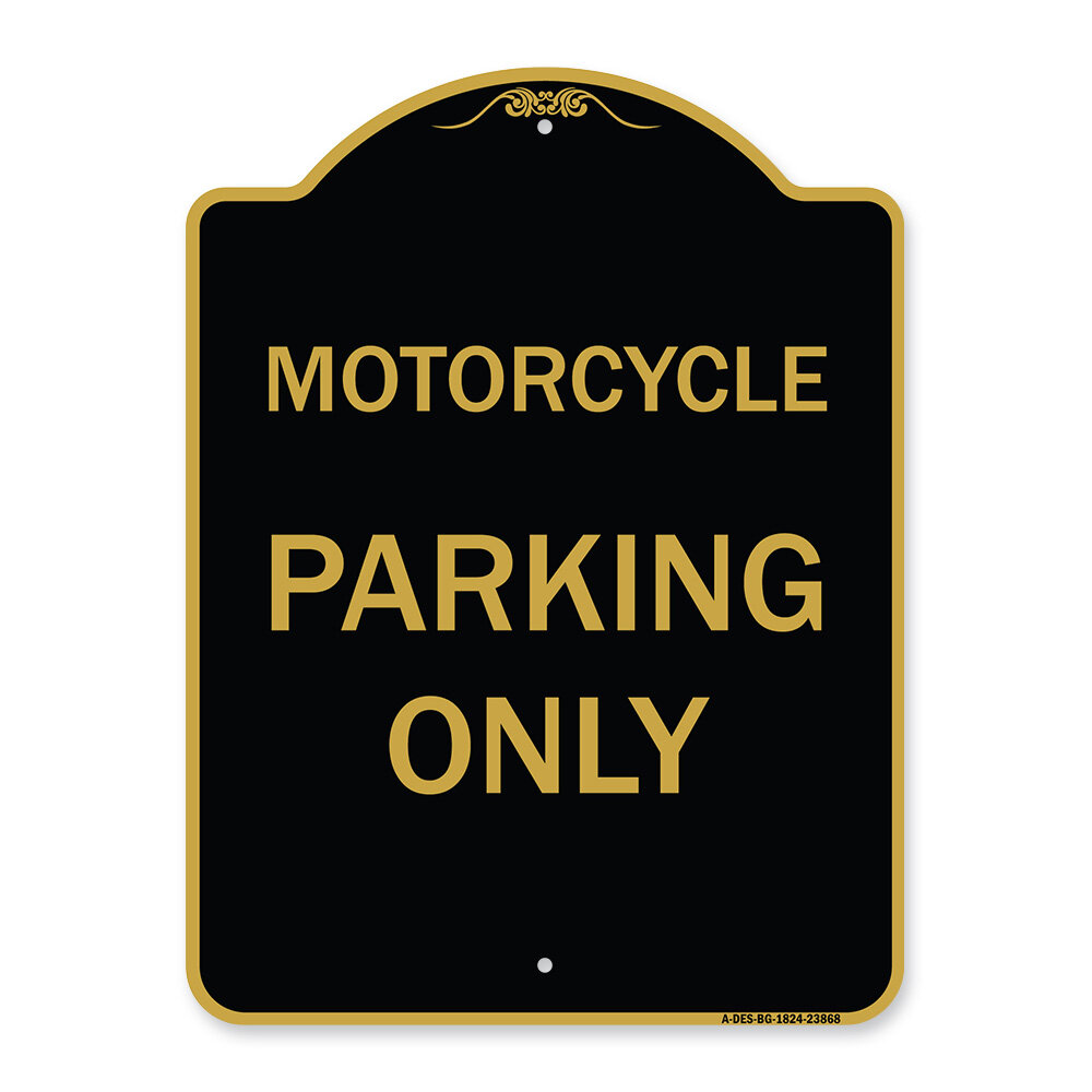 Signmission Designer Series Sign - Motorcycle Parking Only | Black ...