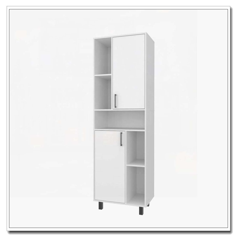 Garde-manger blanc avec rangement ouvert et 2 portes