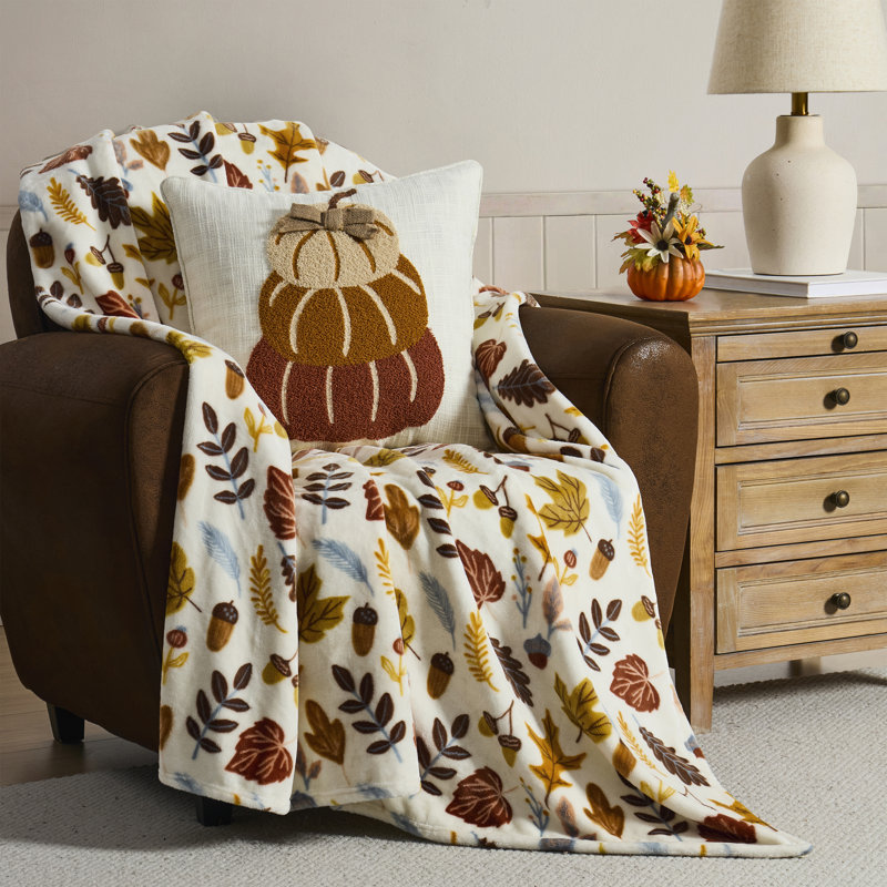 Hallmark Multicolor Willow 50" x 70" Plush Fall Throw Blanket
