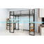 Lit simple en fer noir avec rampe et bureau en L pour chambre d'enfant, robuste, peu encombrant et fiable-1939524886