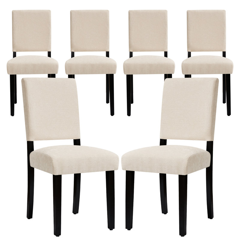 Chaise de salle à manger rembourrée Modern, 6, White