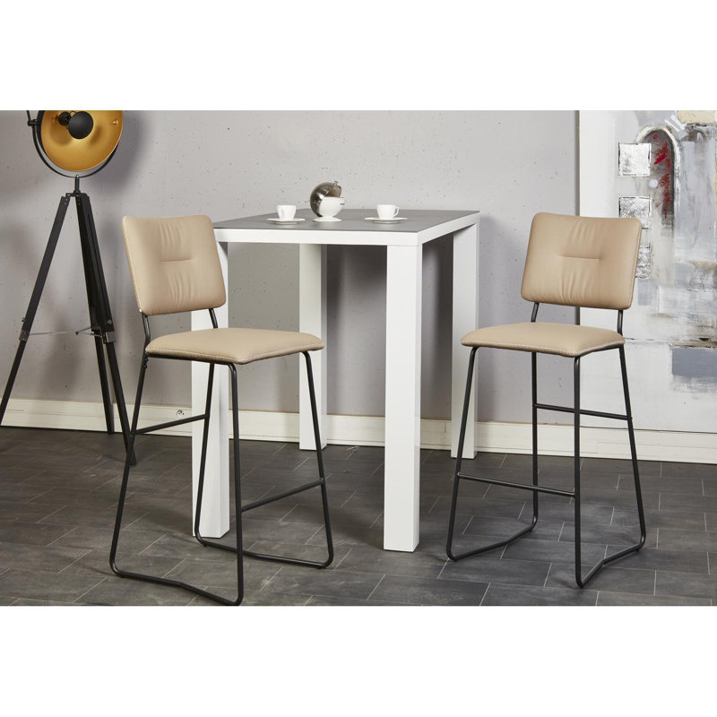 Cettina Upholstered Counter Stool with Metal Frame, Beige