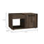 Table basse rectangulaire avec rangement à une porte et armoire ouverte, panneau de particules brun riche, 31,5 po x 19,7 po
