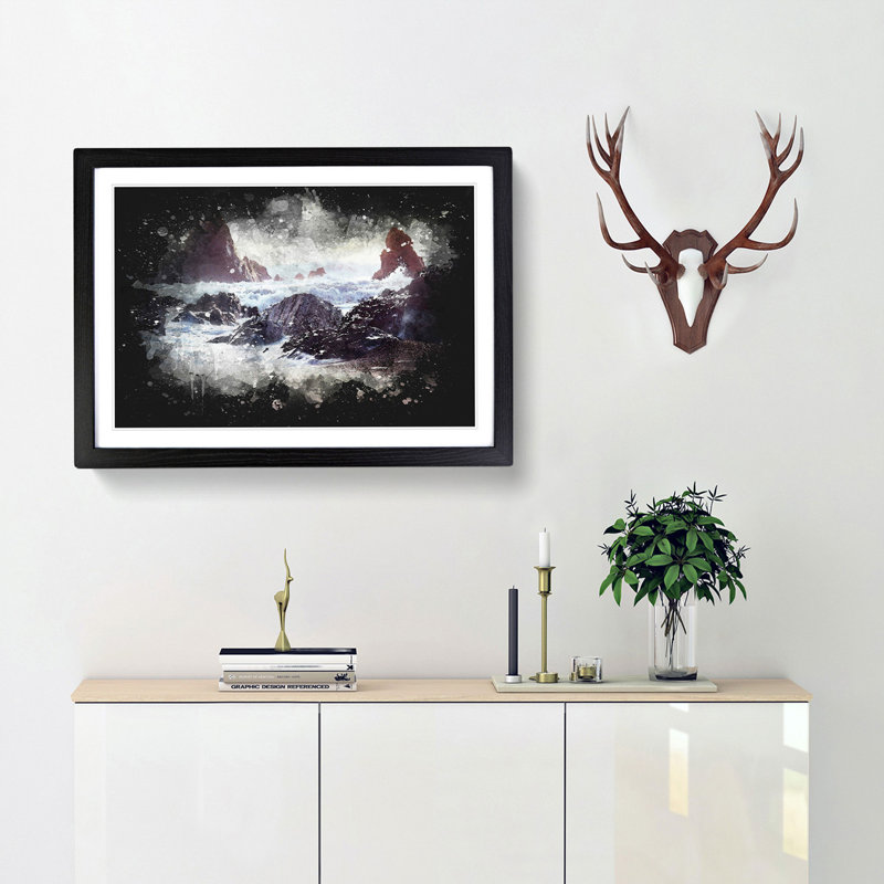 Ocean Crashing Against Rocks - Picture Frame Graphic Art Print, Black Framed, 33cm H x 45cm W x 2cm D