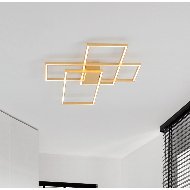 LED Semi Flush Mount, Golden Leaf