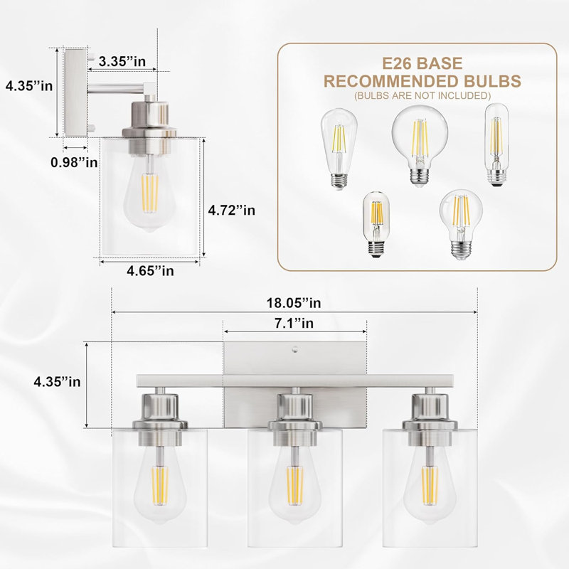 Éclairage pour meuble-lavabo 3 lumières Keevan, Nickel brossé