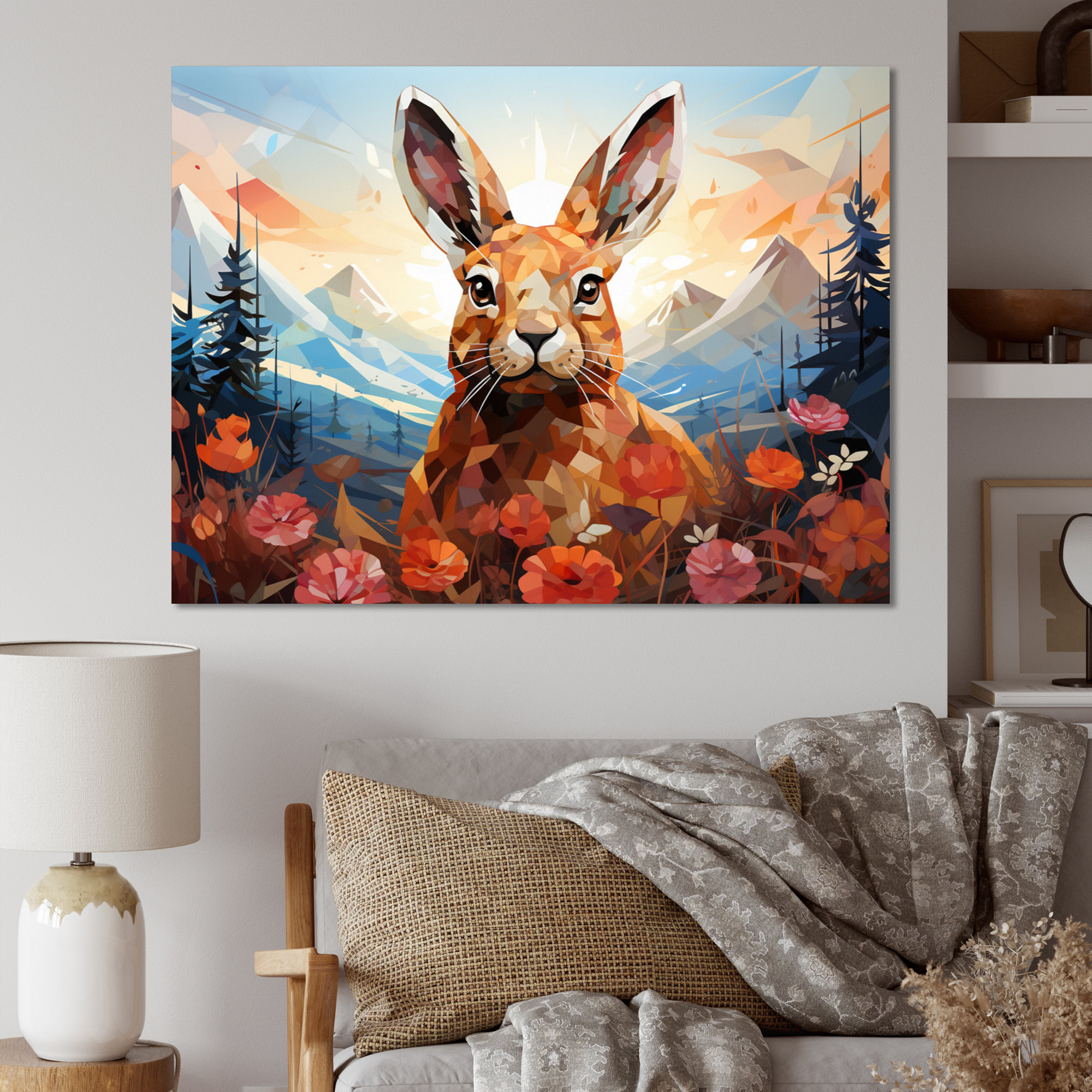 Rosalind Wheeler Rabbit Energetic Hopper Geometric I - Animals Wall Art ...