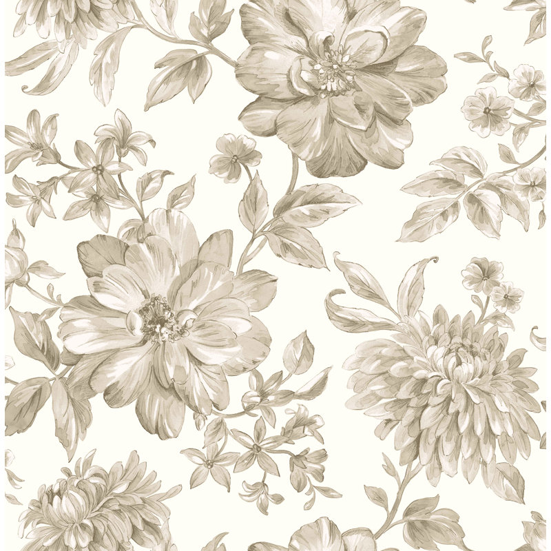 Papier peint floral Gabriela, Blanc