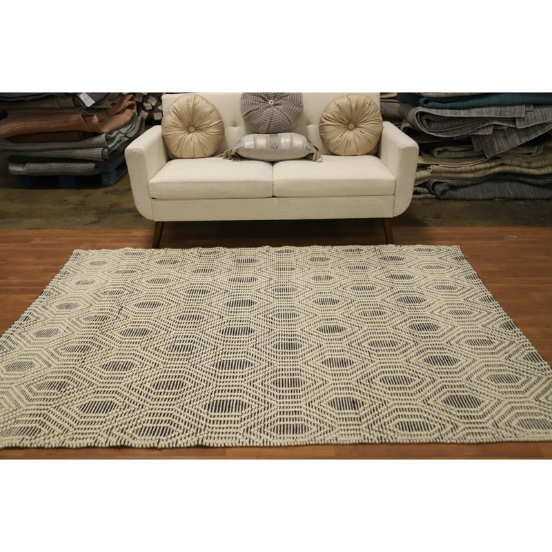Tapis géométrique en laine fabriqué à la main Gotti 5 x 7