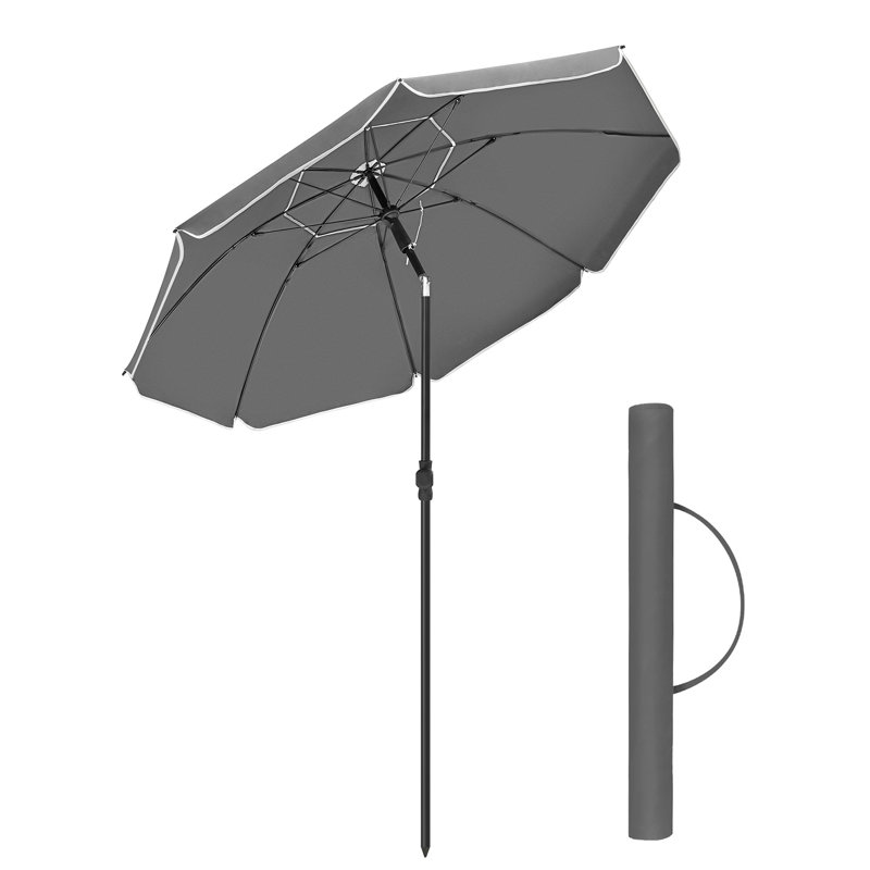Braley Beach Parasol, 210cm H x 160cm W x 160cm D, Grey