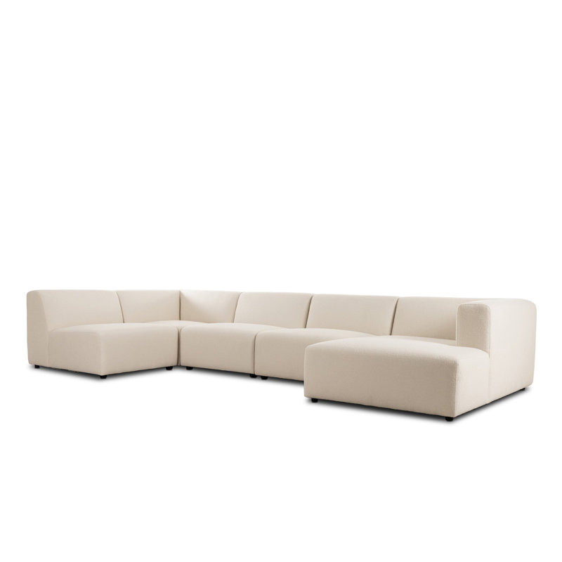 Lawndale 5PC Sectional W/ RAFC-Napa Sandstone, Left Hand Facing, Fayette Cloud Polyester Blend
