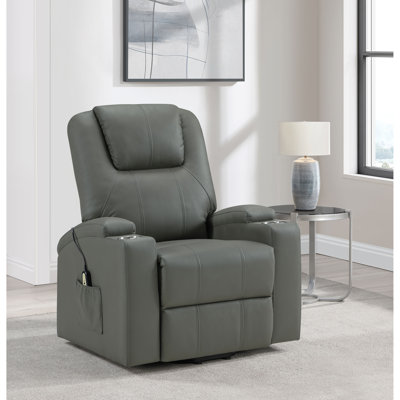 Macklin Grey Upholstered Power Lift Massage Recliner